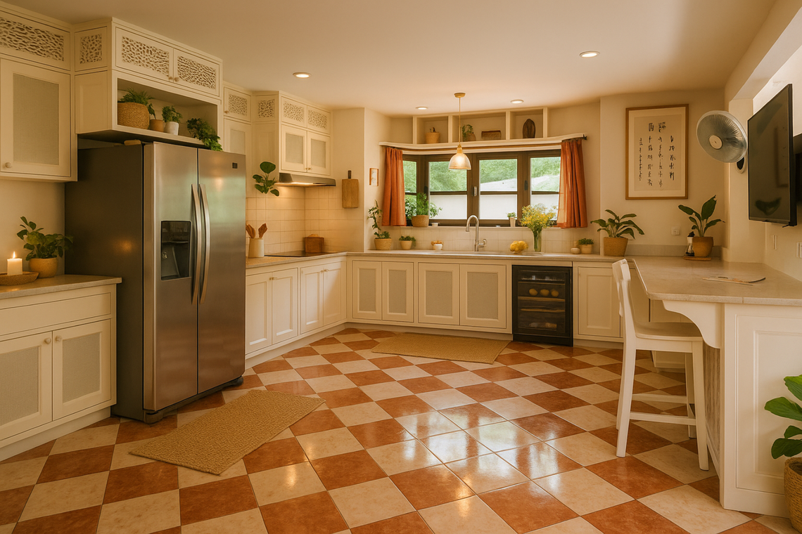 Chef's kitchen with expansive open-concept.