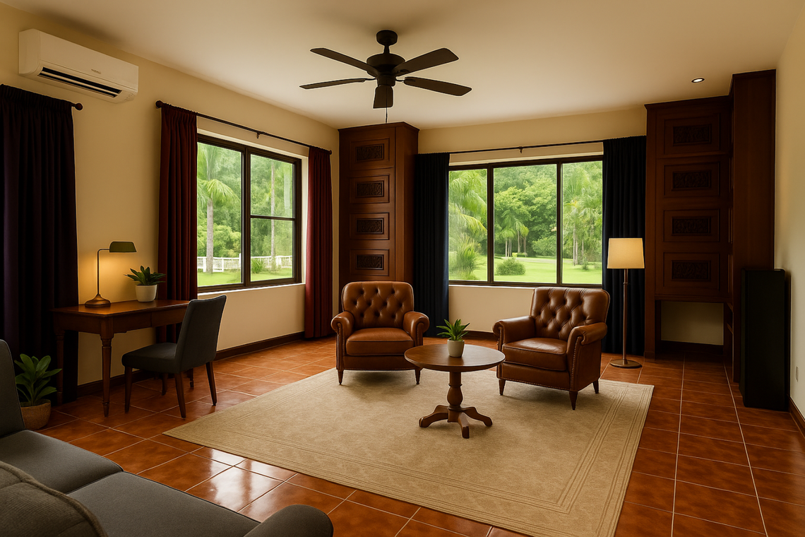 Quiet study and peaceful space for reading and work.